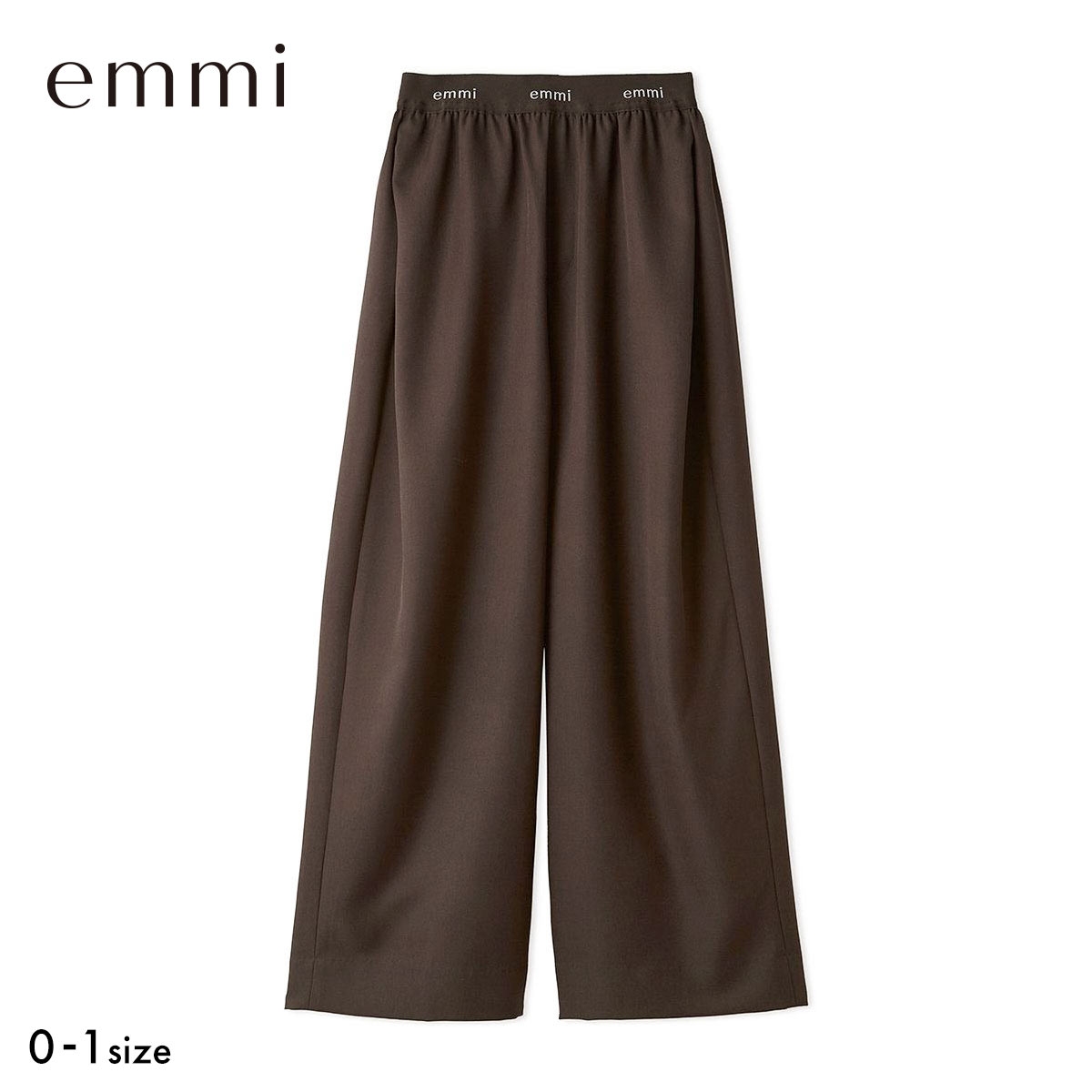 エミ emmiロゴゴムジャガードタックパンツ emmi(BR-ブラウン-0)