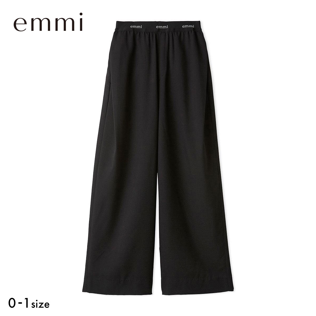エミ emmiロゴゴムジャガードタックパンツ emmi(BK-ブラック-0)
