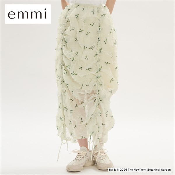 エミ emmi×NYBG フラワーワッシャースカート セットアップ対応 ハンドウォッシャブル emmi