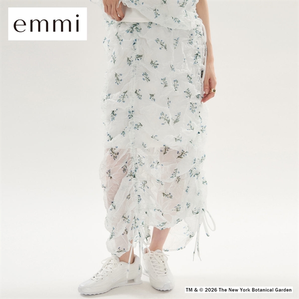 エミ emmi×NYBG フラワーワッシャースカート セットアップ対応 ハンドウォッシャブル emmi