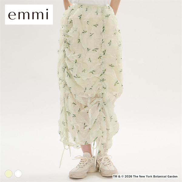 エミ emmi×NYBG フラワーワッシャースカート セットアップ対応 ハンドウォッシャブル emmi