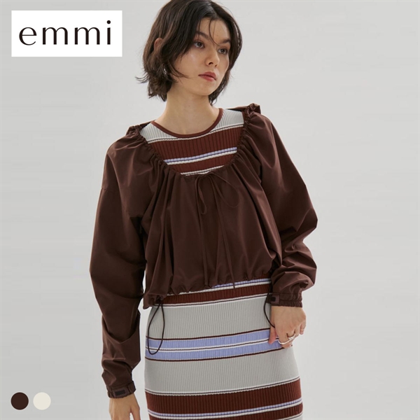 エミ Movique ギャザーショートフーディー 撥水 UVカット 接触冷感 emmi(BR-ブラウン-Free)