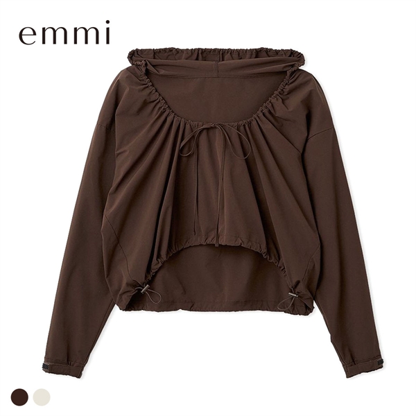 エミ Movique ギャザーショートフーディー 撥水 UVカット 接触冷感 emmi