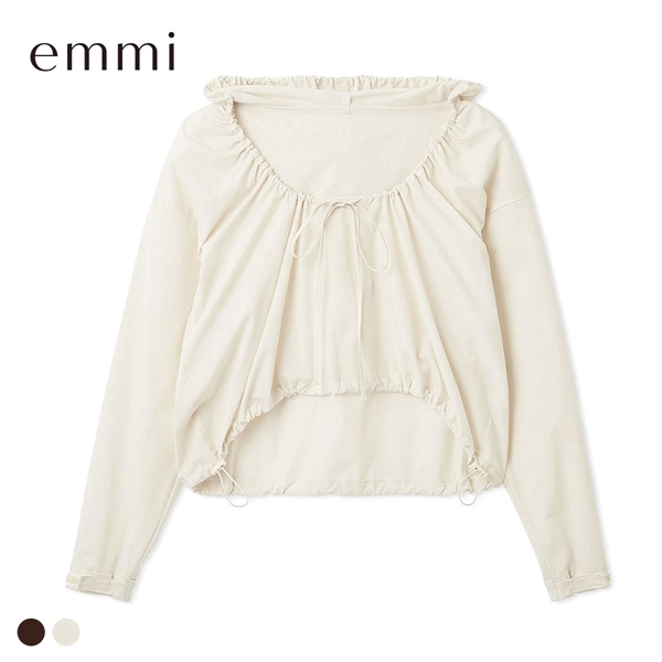 エミ Movique ギャザーショートフーディー 撥水 UVカット 接触冷感 emmi