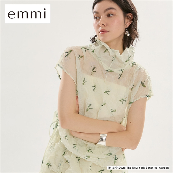 エミ emmi×NYBG フラワーワッシャーブラウス セットアップ対応 ハンドウォッシャブル emmi