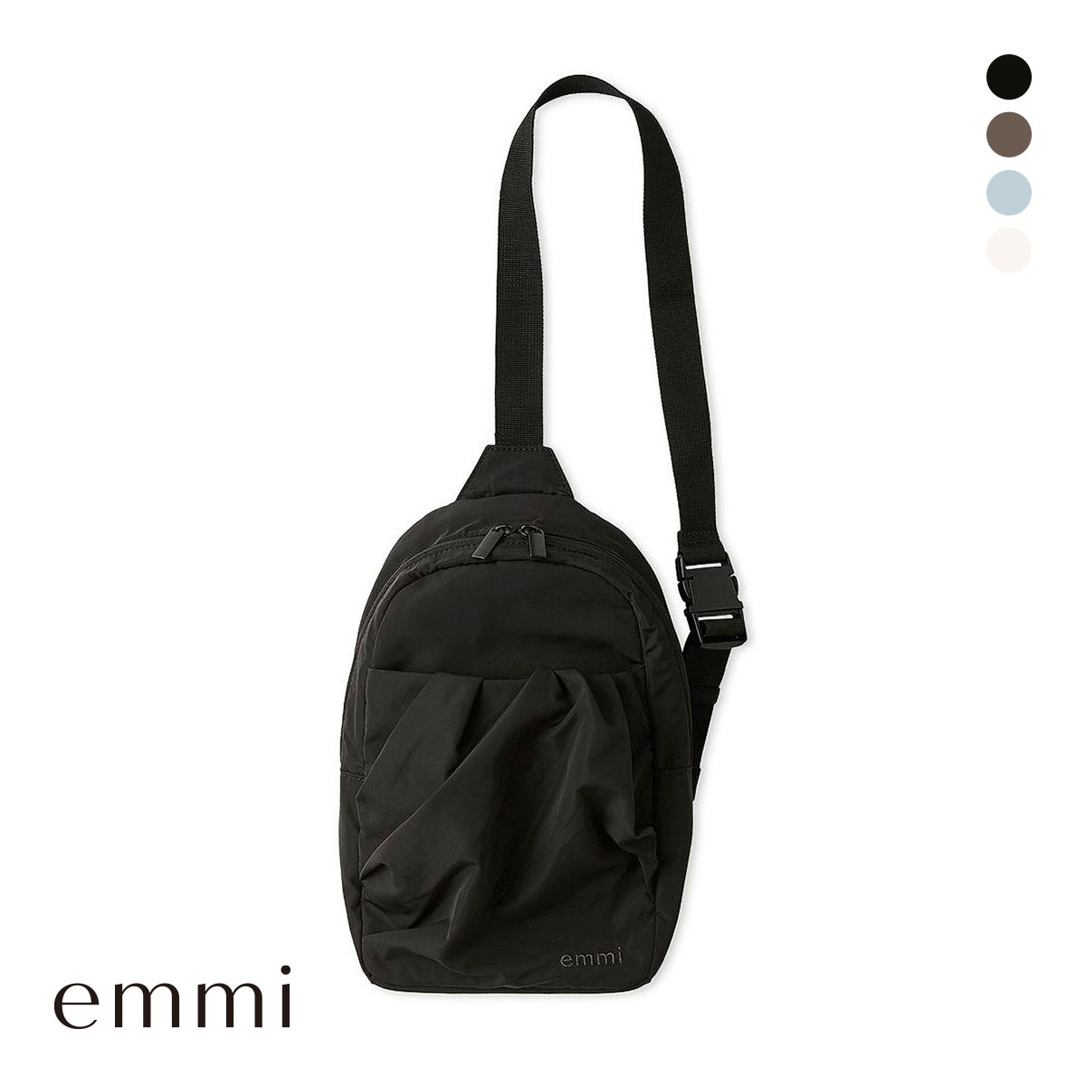 エミ eco 撥水ギャザーミニショルダーバッグ emmi(BK-ブラック-Free)