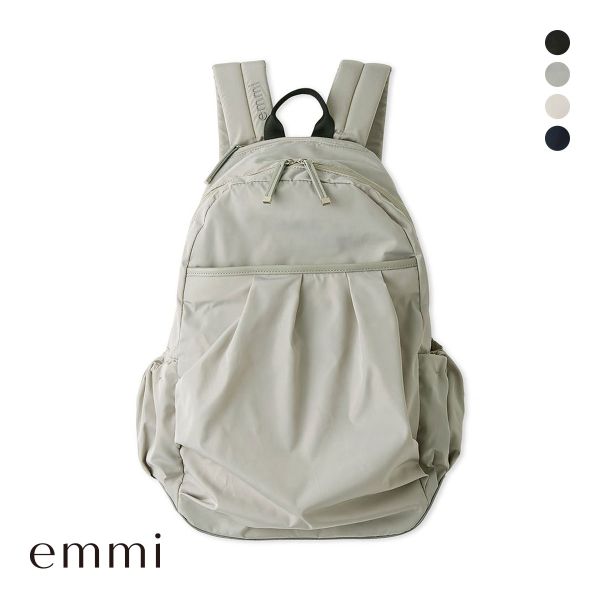 エミ eco 撥水レザーパイピングギャザーボディーバックパック emmi