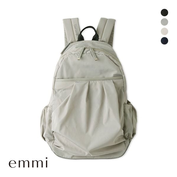 エミ eco 撥水レザーパイピングギャザーボディーバックパック emmi
