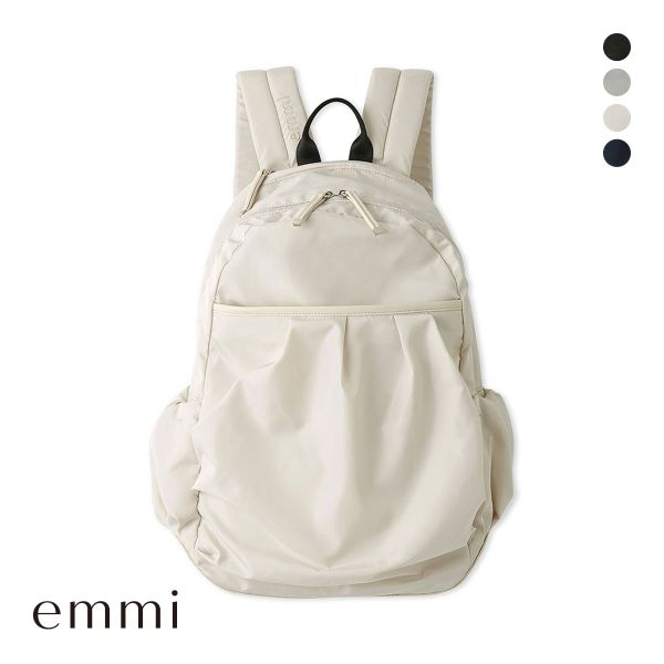 エミ eco 撥水レザーパイピングギャザーボディーバックパック emmi