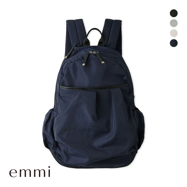 エミ eco 撥水レザーパイピングギャザーボディーバックパック emmi