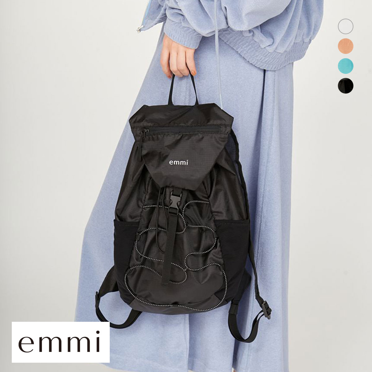 エミ パッカブルバッグパック emmi(BK-ブラック-Free)