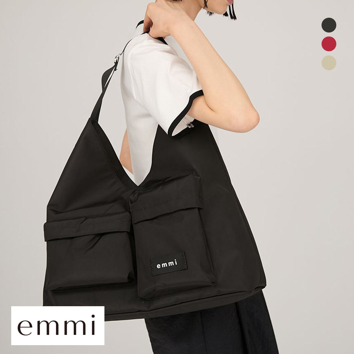 エミ トライアングルショルダーバッグ emmi(BK-ブラック-Free)