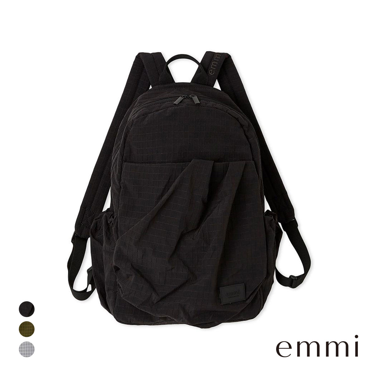 エミ ボックスチェックギャザーボディーバックパック emmi(BK-ブラック-Free)