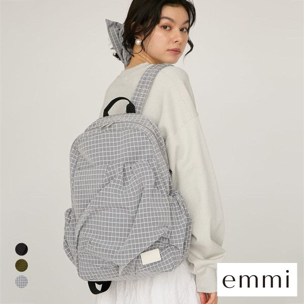 エミ ボックスチェックギャザーボディーバックパック emmi