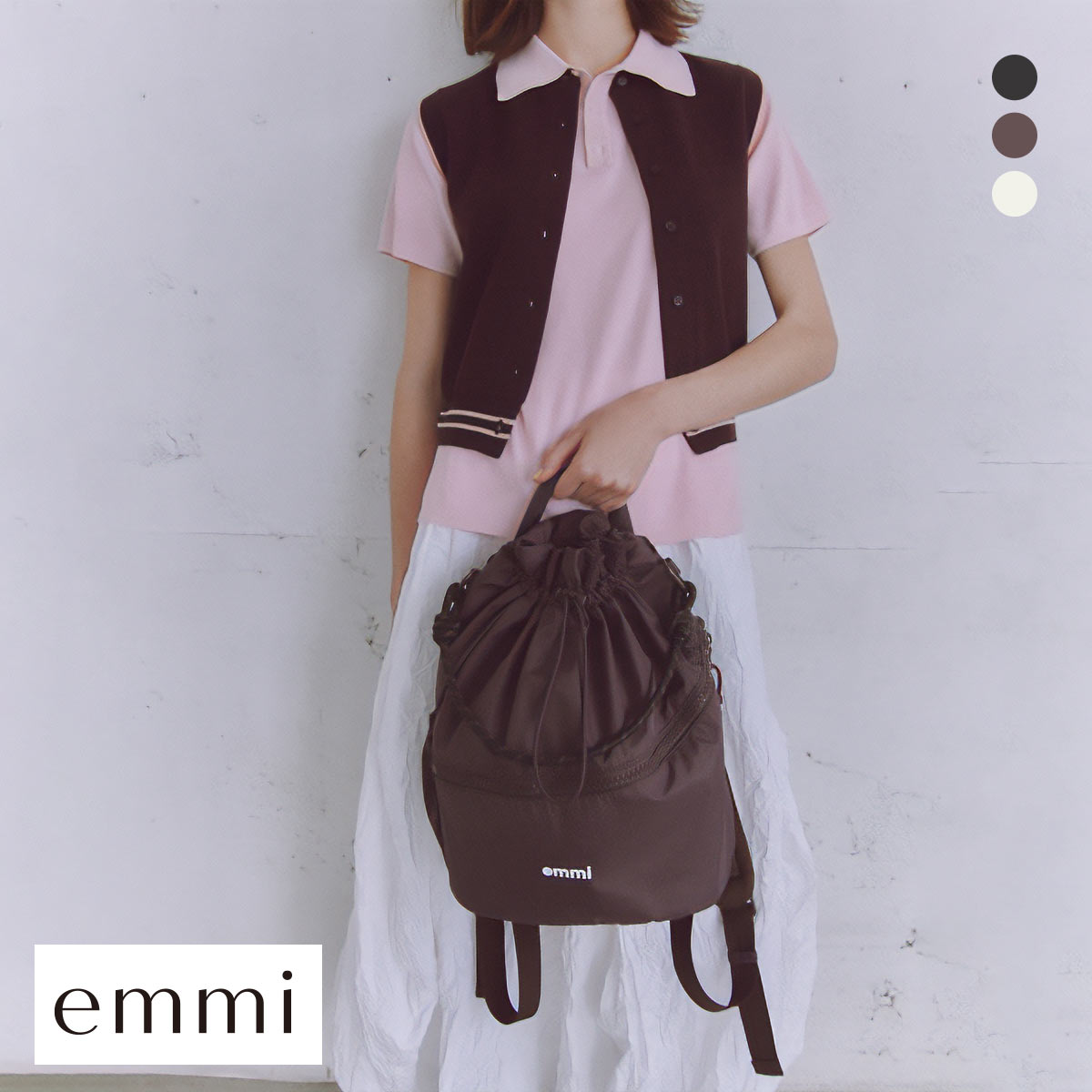 エミ 限定カラー 撥水 emmiロゴマルチバックパック emmi(BUR-バーガンディ-Free)