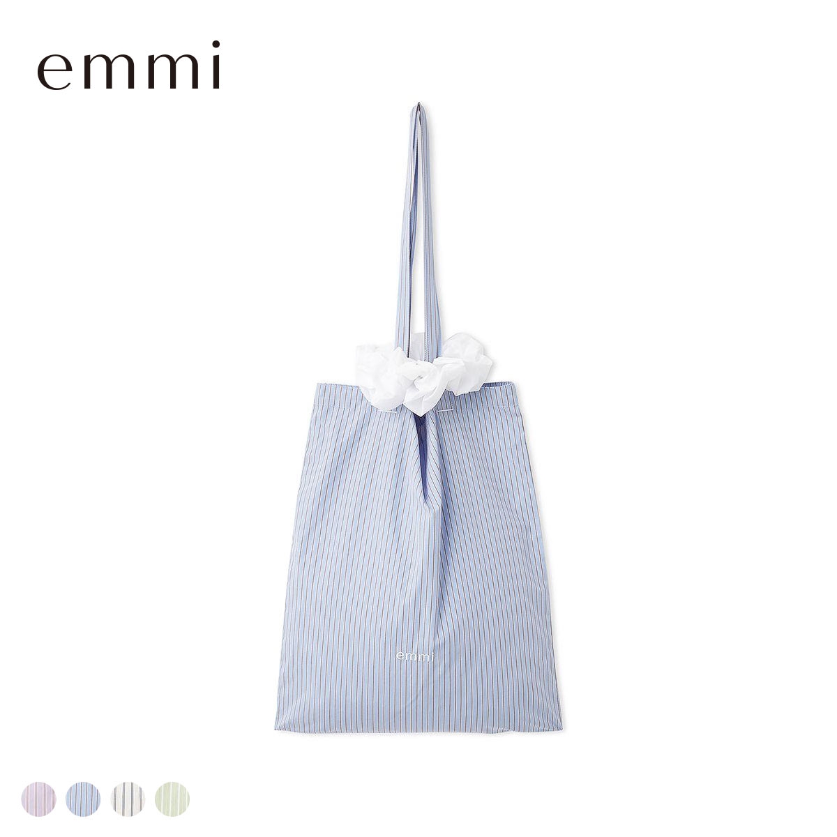 エミ ONLINE限定カラーあり シュシュ付きemmiロゴトートバッグ emmi(BU-ブルー-Free)