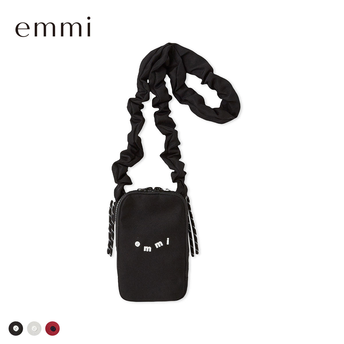 エミ ギャザーショルダースマホショルダー emmi(BK-ブラック-Free)