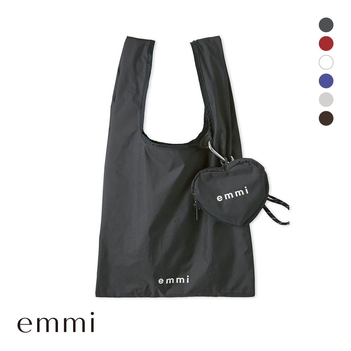 エミ アトリエ 10th ハートチャーム付きエコバッグ emmi atelier(NV-ネイビー-Free)