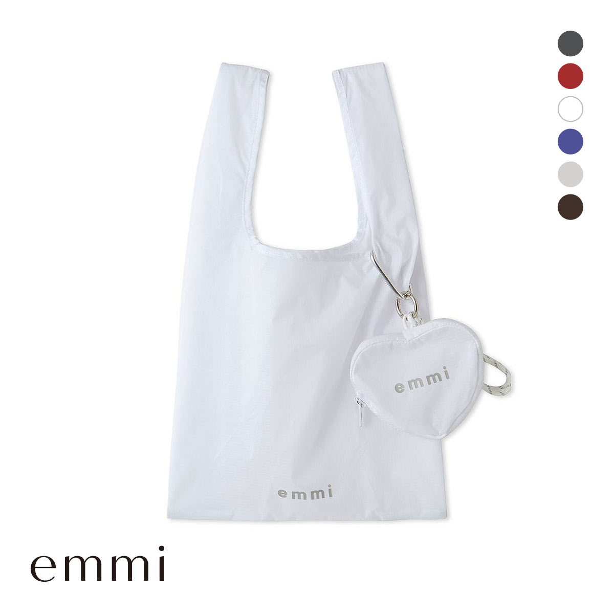 エミ アトリエ 10th ハートチャーム付きエコバッグ emmi atelier(WH-ホワイト-Free)