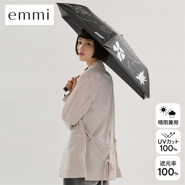 エミ emmi×PROTECT U 晴雨兼用折り畳み日傘 UVブロック 折りたたみ傘 日傘 兼用 雨傘 晴雨両用 emmi