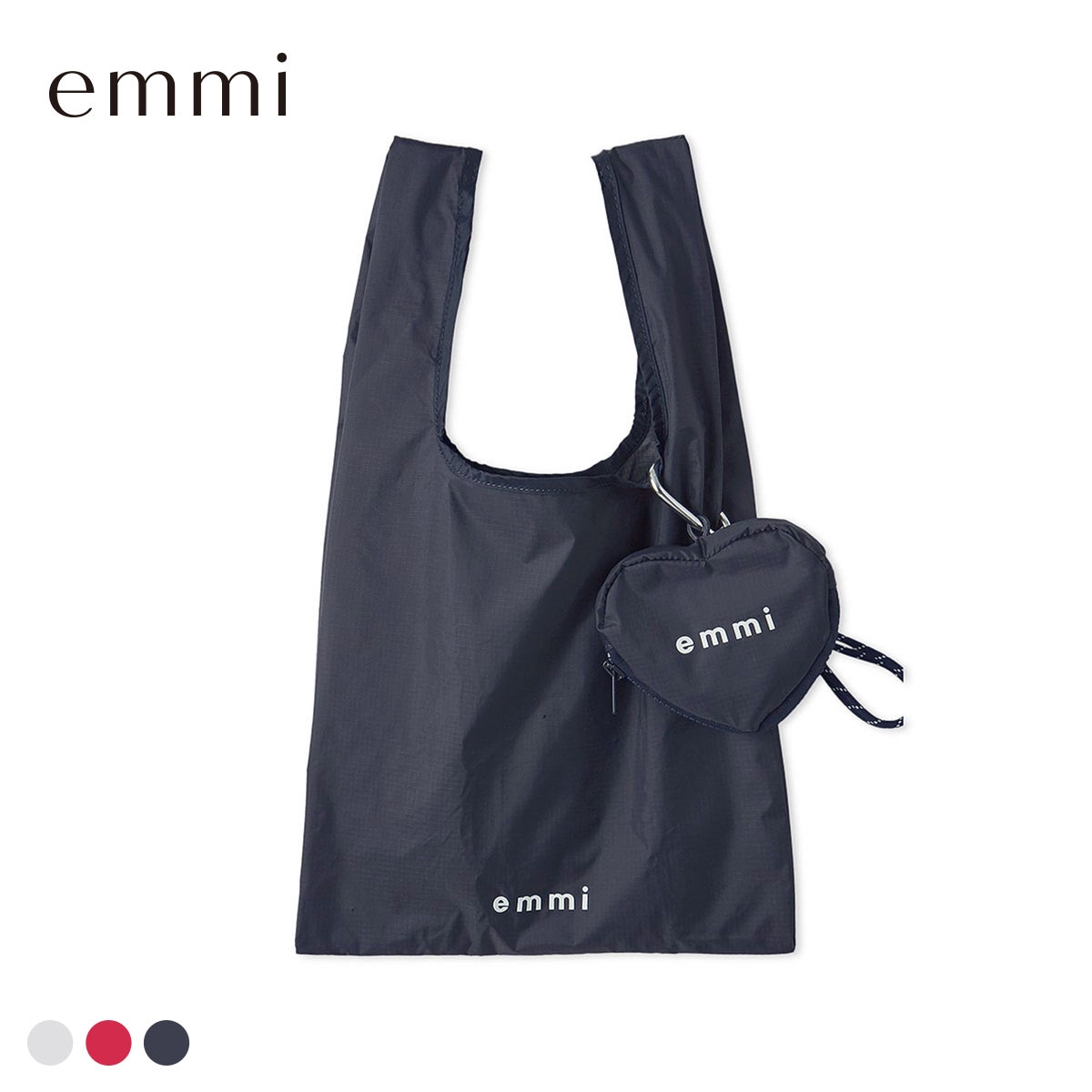 エミ ハートチャーム付きエコバッグ emmi(NV-ネイビー-Free)