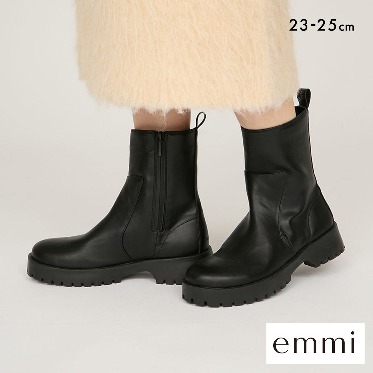 エミ ウォータープルーフ アンクルブーツ emmi(BK-ブラック-23.0cm)
