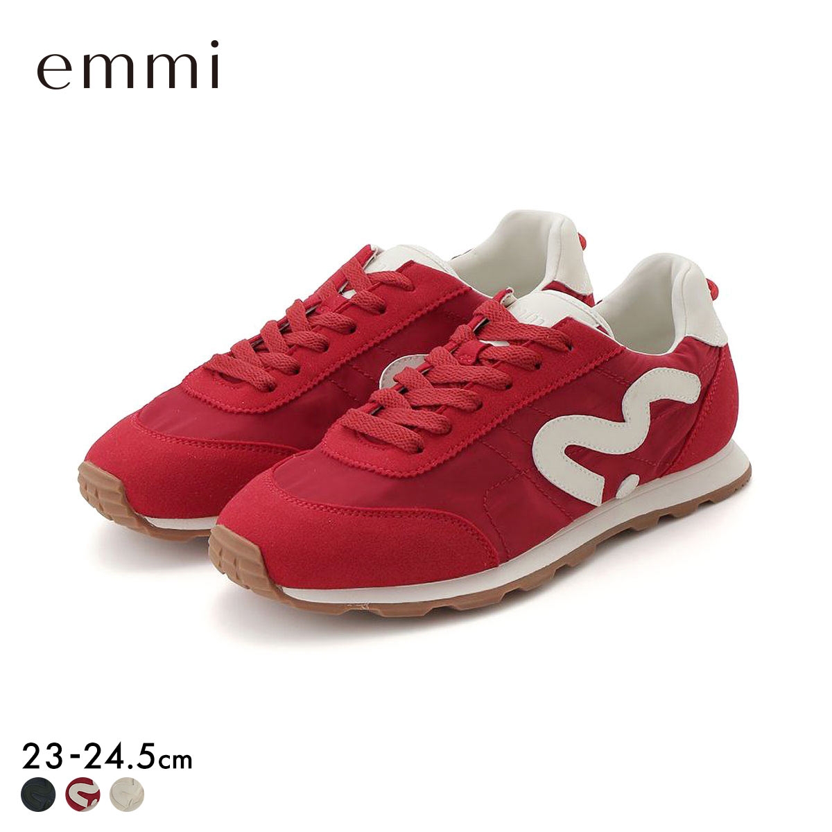エミ em ソフトランニングスニーカー emmi(RE-レッド-23.0cm)