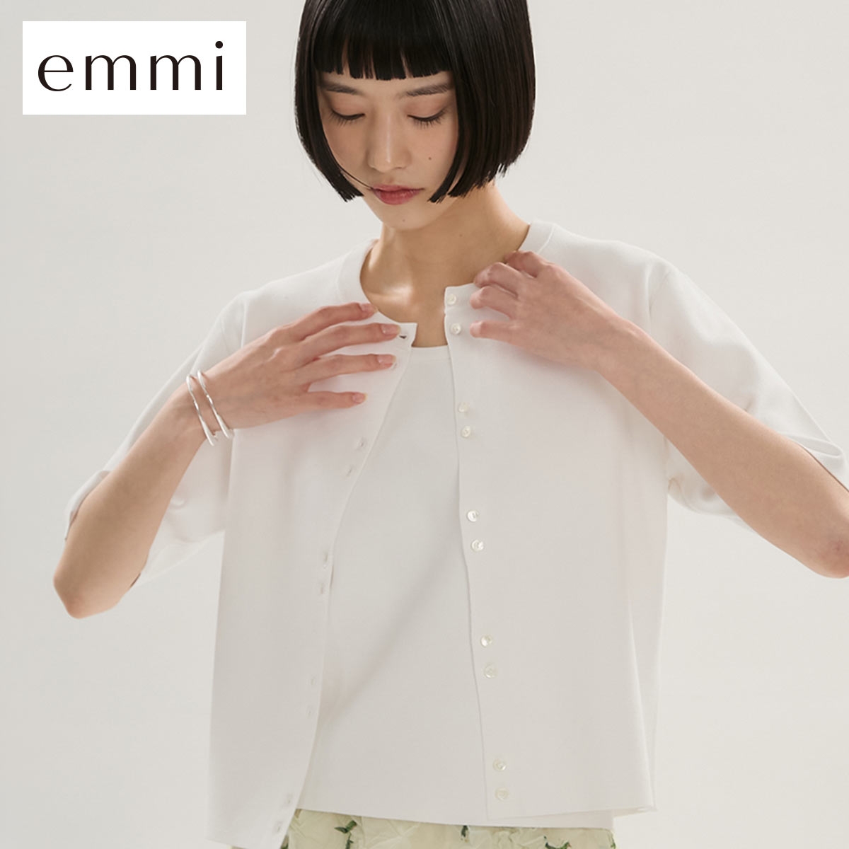 emi　レディース　GB S エミ ハーフスリーブニットカーディガン ウォッシャブル UVカット 接触