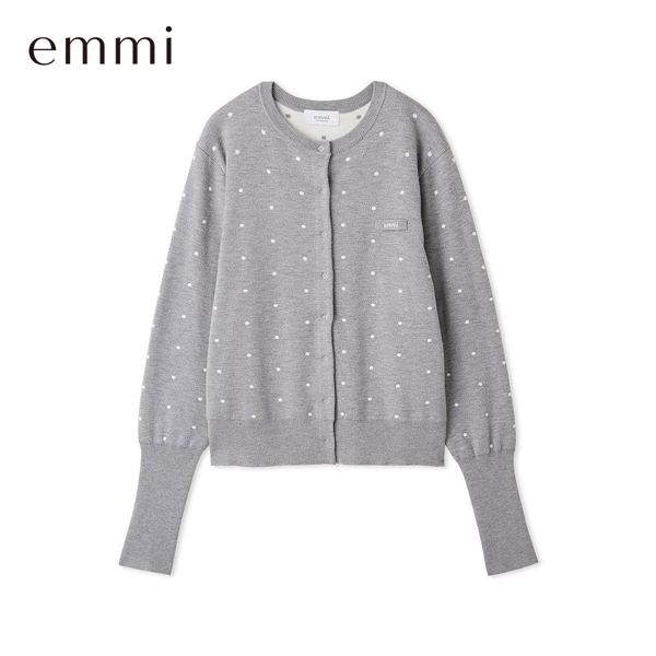 エミ emmiロゴクルーネックニットカーディガン emmi