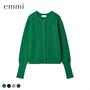 エミ emmiロゴクルーネックニットカーディガン emmi