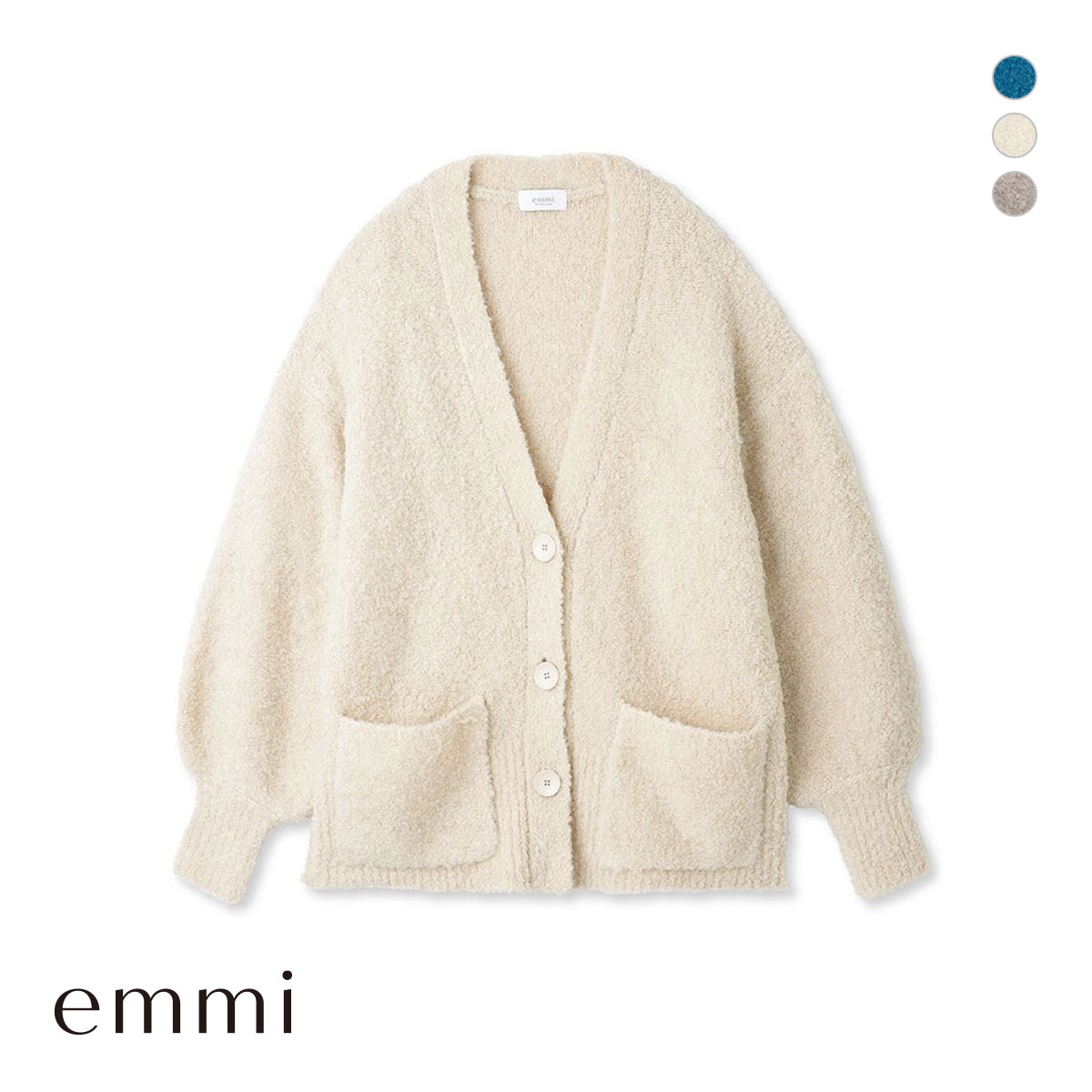 エミ ブークレーニットカーディガン emmi エミ ブークレーニットカーディガン emmi | SHIROHATO(白鳩)