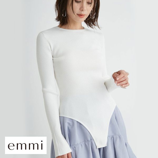 エミ LENZING(TM) ECOVERO(TM) クルーネックニットボディスーツ emmi