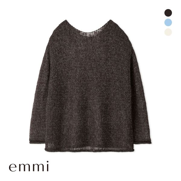 エミ シャイニーモヘアローゲージニットトップス emmi