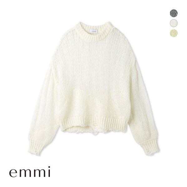 エミ シアーデザインニットプルオーバー 長袖 emmi