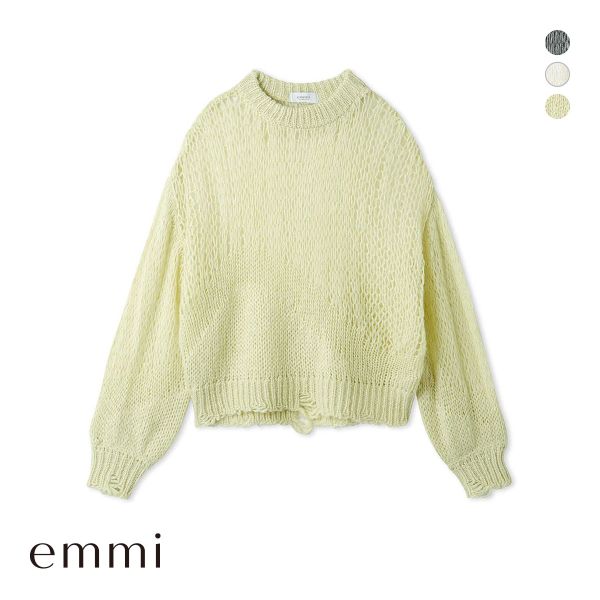 エミ シアーデザインニットプルオーバー 長袖 emmi