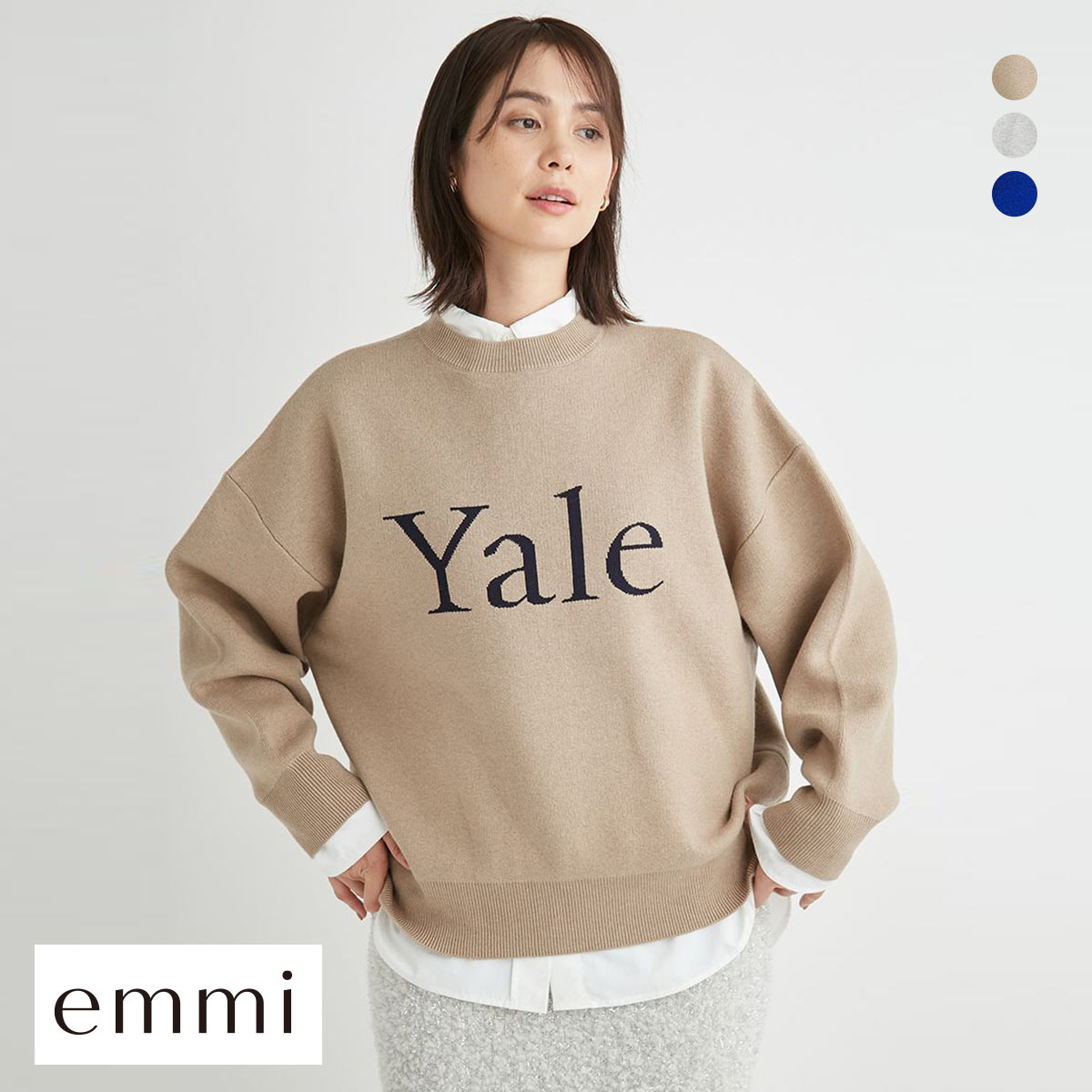エミ YALE ジャガードニットプルオーバー emmi(BE-ベージュ-Free)