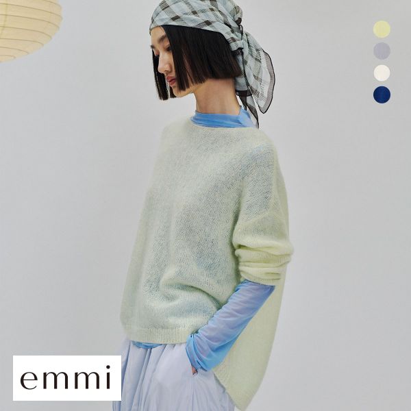 エミ モヘヤルーズニットトップス emmi