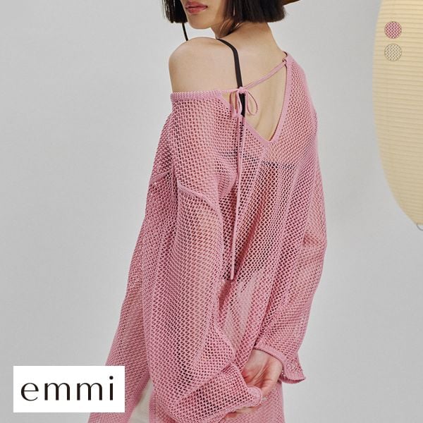 30%OFF エミ 2wayメッシュニットトップス 長袖 emmi 30%OFF エミ 2wayメッシュニットトップス 長袖 emmi
