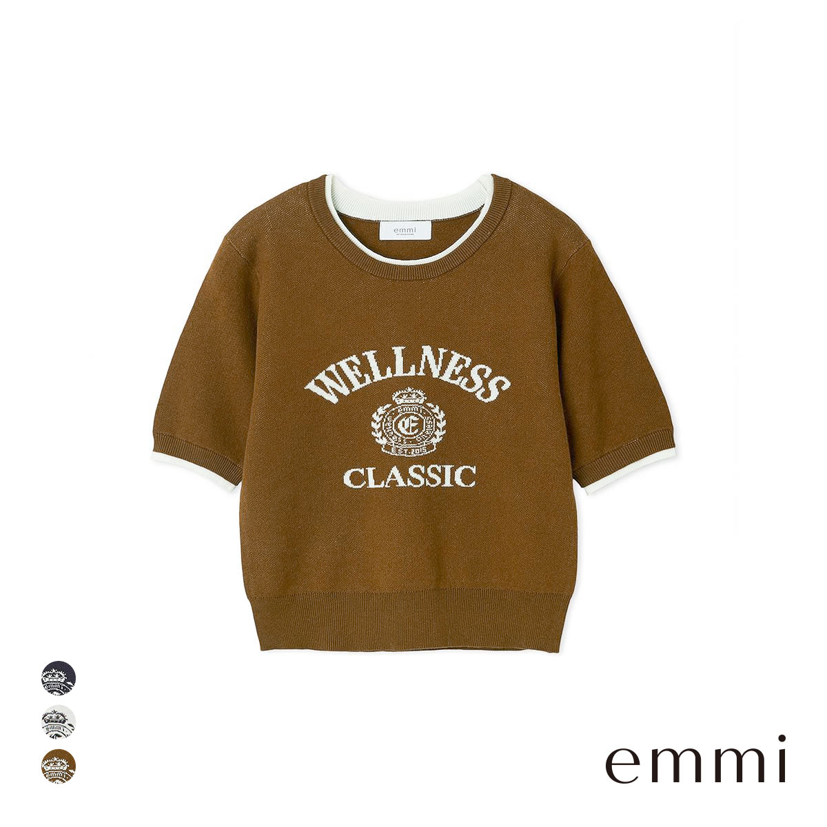 エミ オーガニックコットンカレッジニットトップス emmi(CM-キャメル-Free)