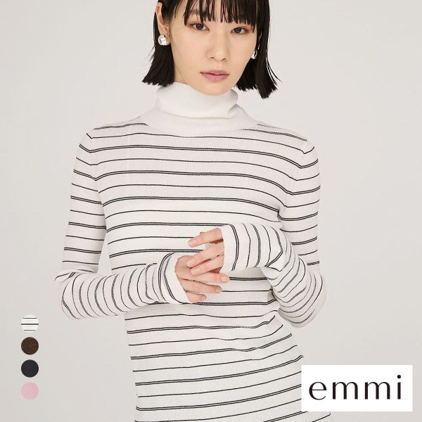 エミ シアータートルネックトップス emmi