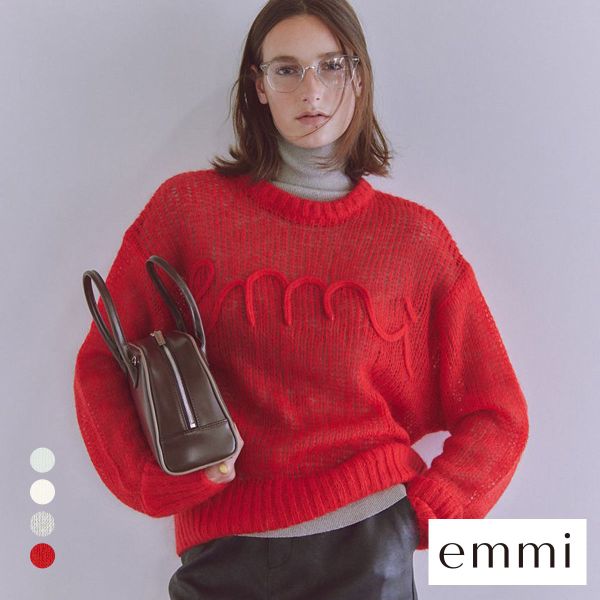 エミ emmiロゴモヘアニットトップス emmi