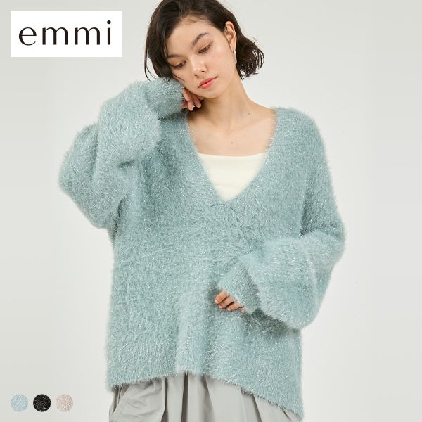 エミ フェザーラメニットプルオーバー emmi