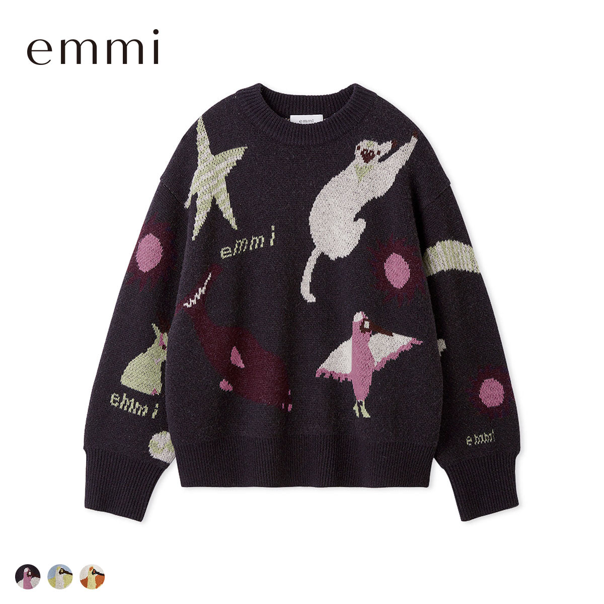 エミ Global warming ジャガードニットトップス emmi(DNV-濃ネイビー-Free)