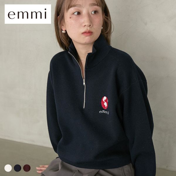エミ Global warming ハーフジップニットトップス emmi