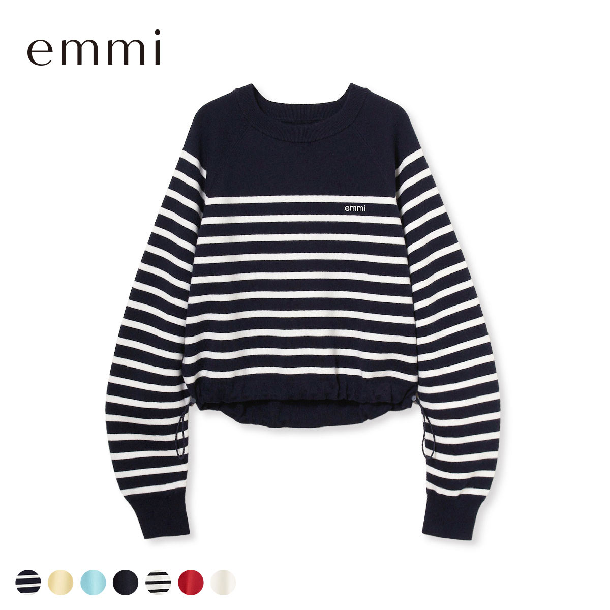 エミ 7days ドロストニットトップス emmi(DNV-濃ネイビー-Free)