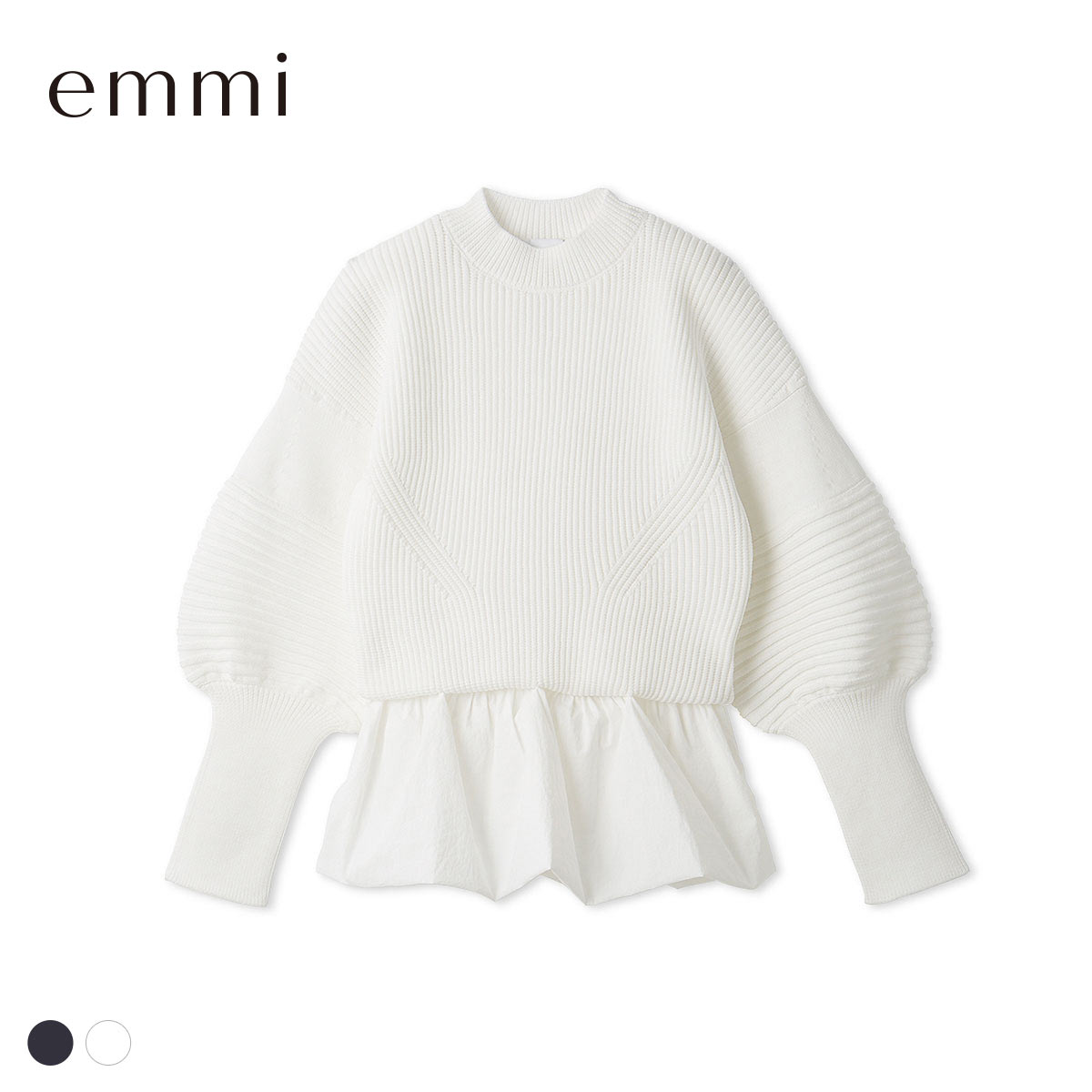 エミ ペプラム裾ニットドッキングトップス emmi(WH-ホワイト-Free)