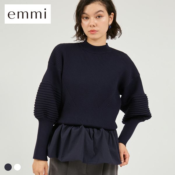 エミ ペプラム裾ニットドッキングトップス emmi