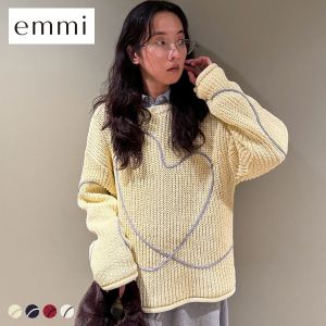 エミ HEART ONLINE限定カラーあり ハートエンブロイダリーニット