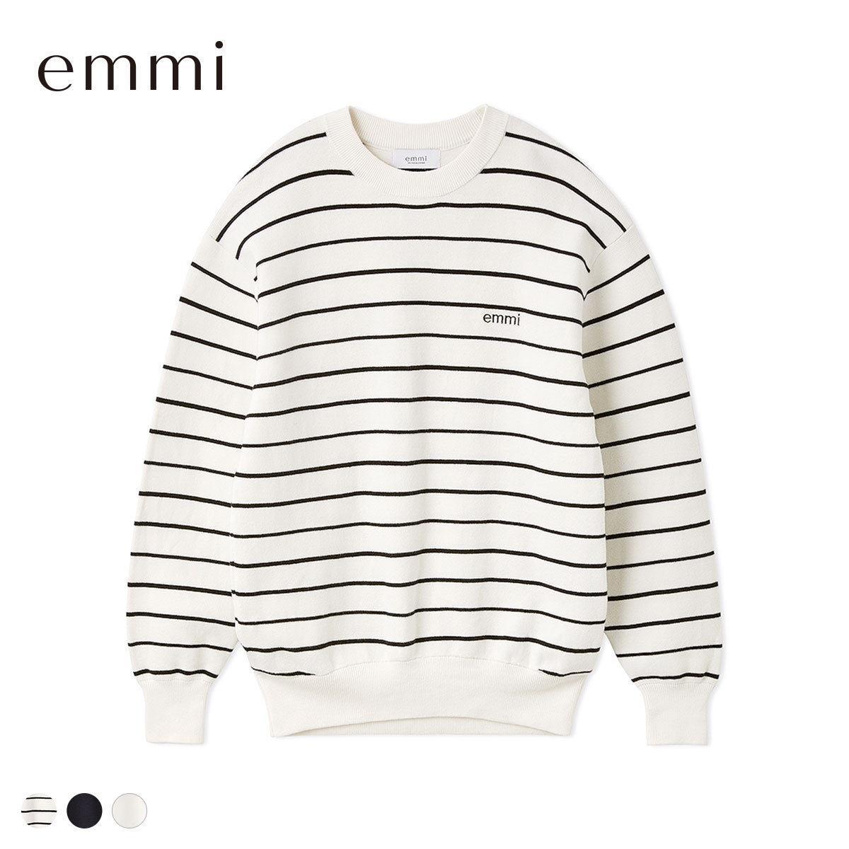 エミ emmiロゴミラノリブトップス emmi(BOR-ボーダー-Free)