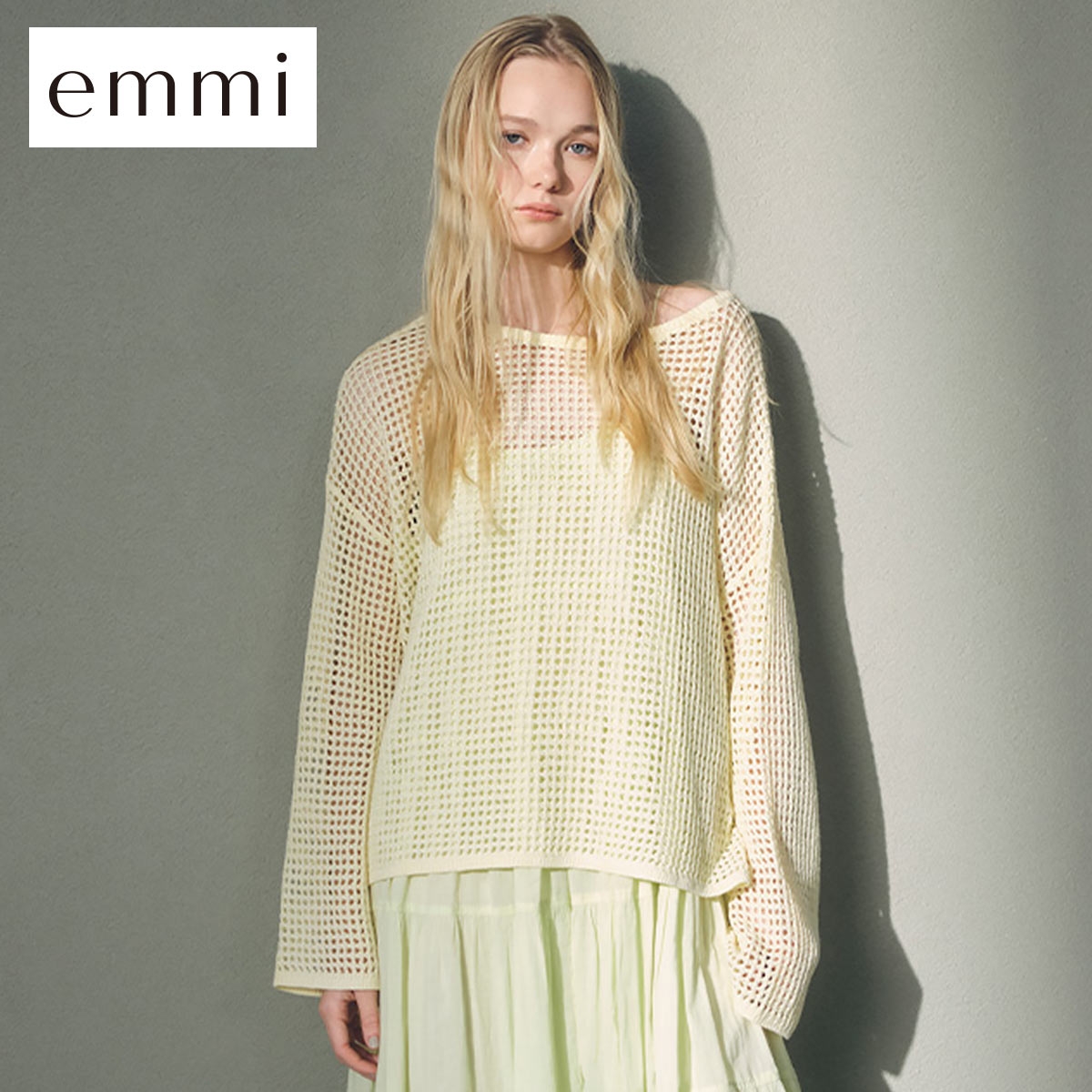 エミ メッシュニットプルオーバー emmi(YE-イエロー-Free)